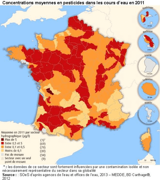 Carte France Pesticides Dans Eau En 2011