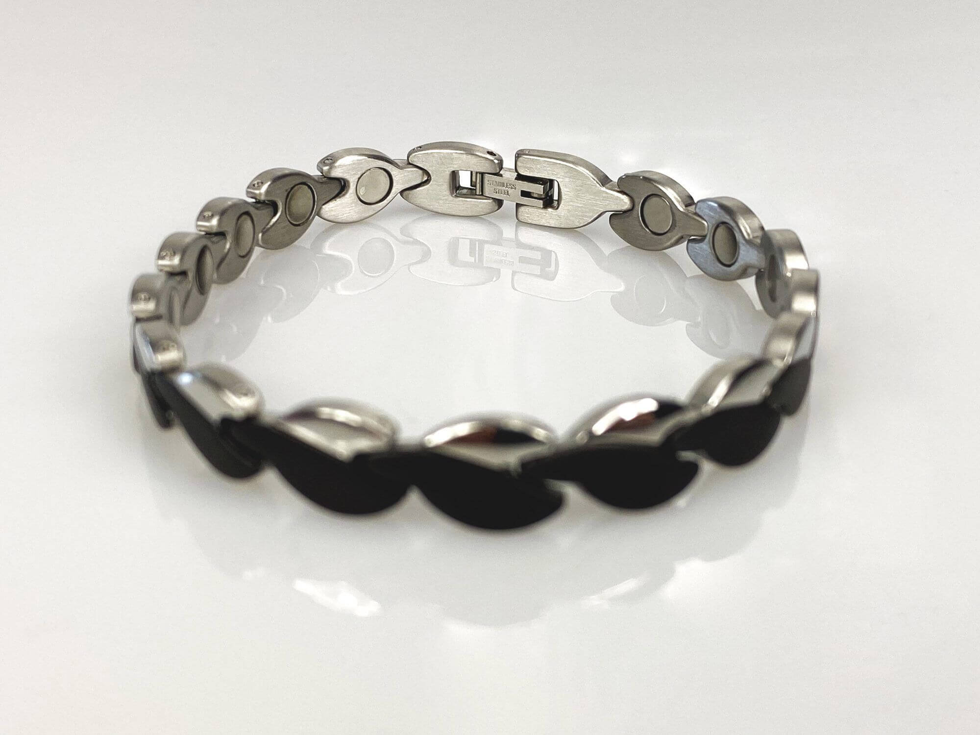 Bracelet Magnétique 5000 Gauss Acier Inoxydable Or Et Argent - Neuf Sans Boîte