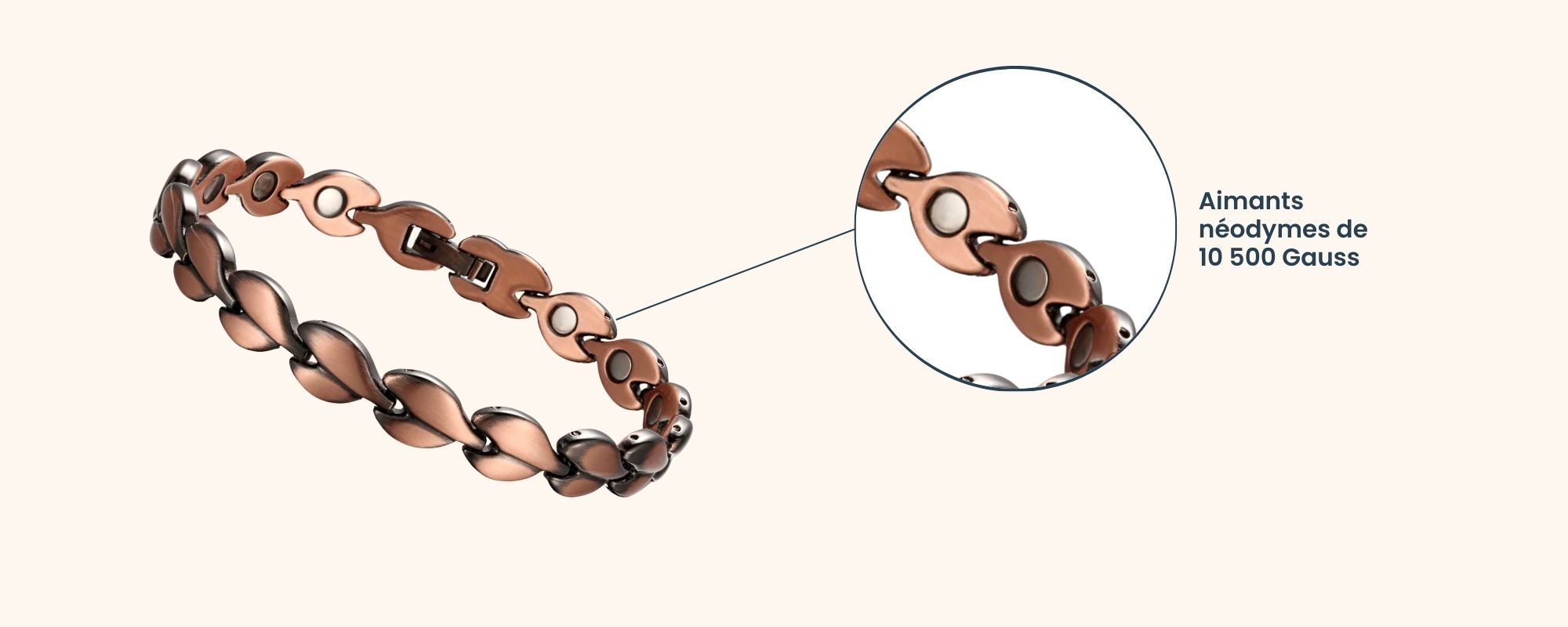Bracelet magnetique en cuivre