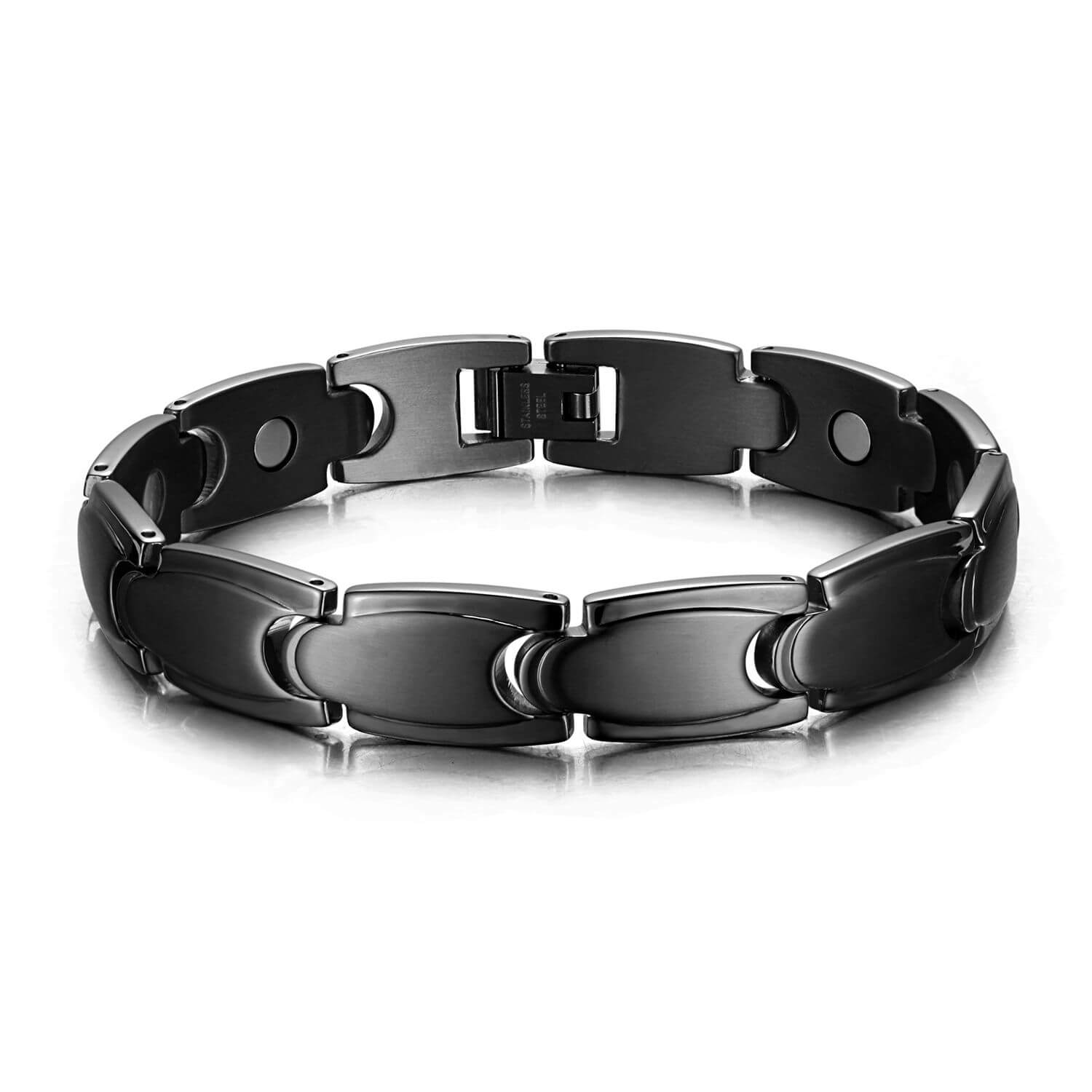 Bracelet Magnétique Homme Acier Inoxydable Fibre de Carbone Zwart