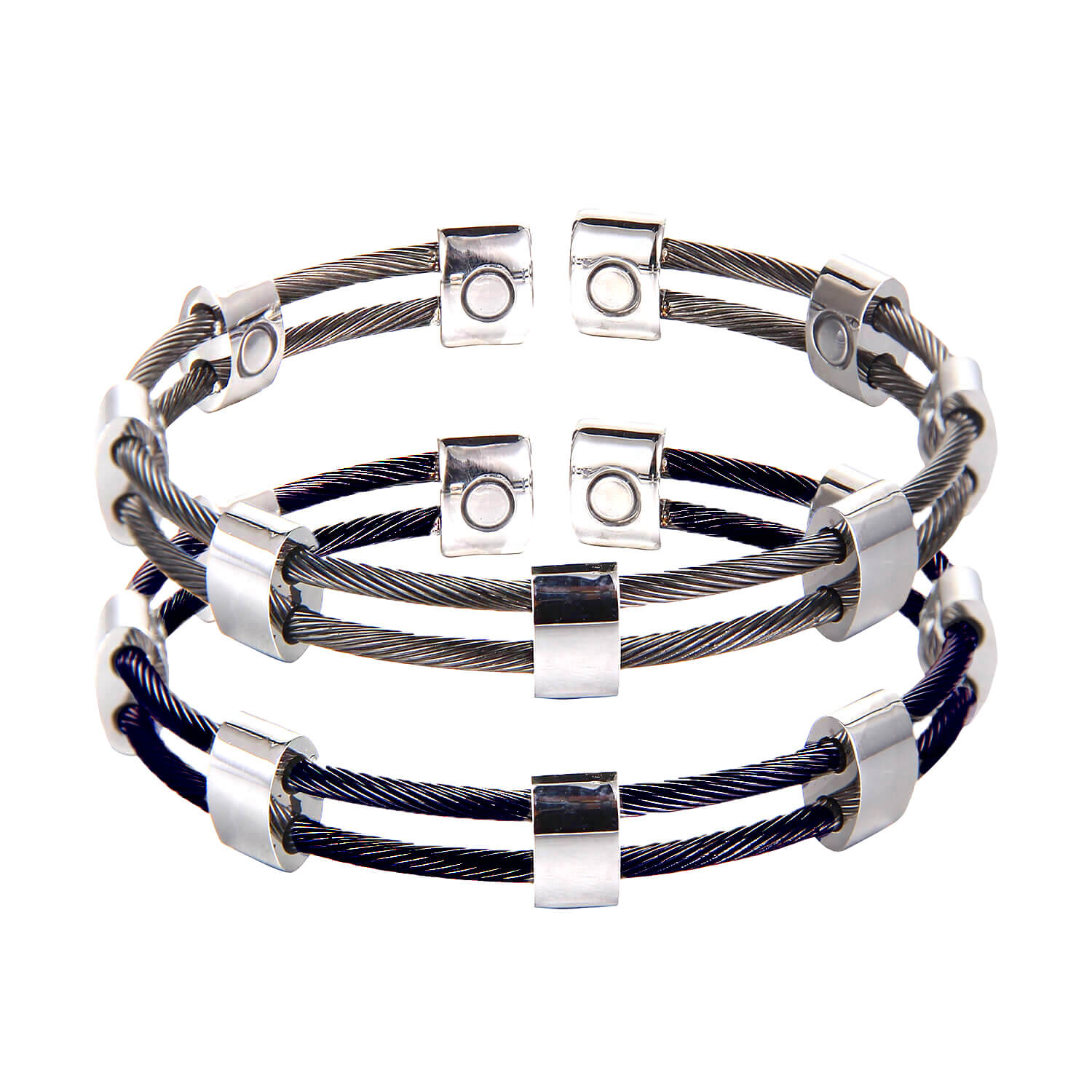 Bracelet Magnétique En Silicone Et Acier Avec Hématites - Pour Soulager Douleurs Et Stress, Fabriqué En France